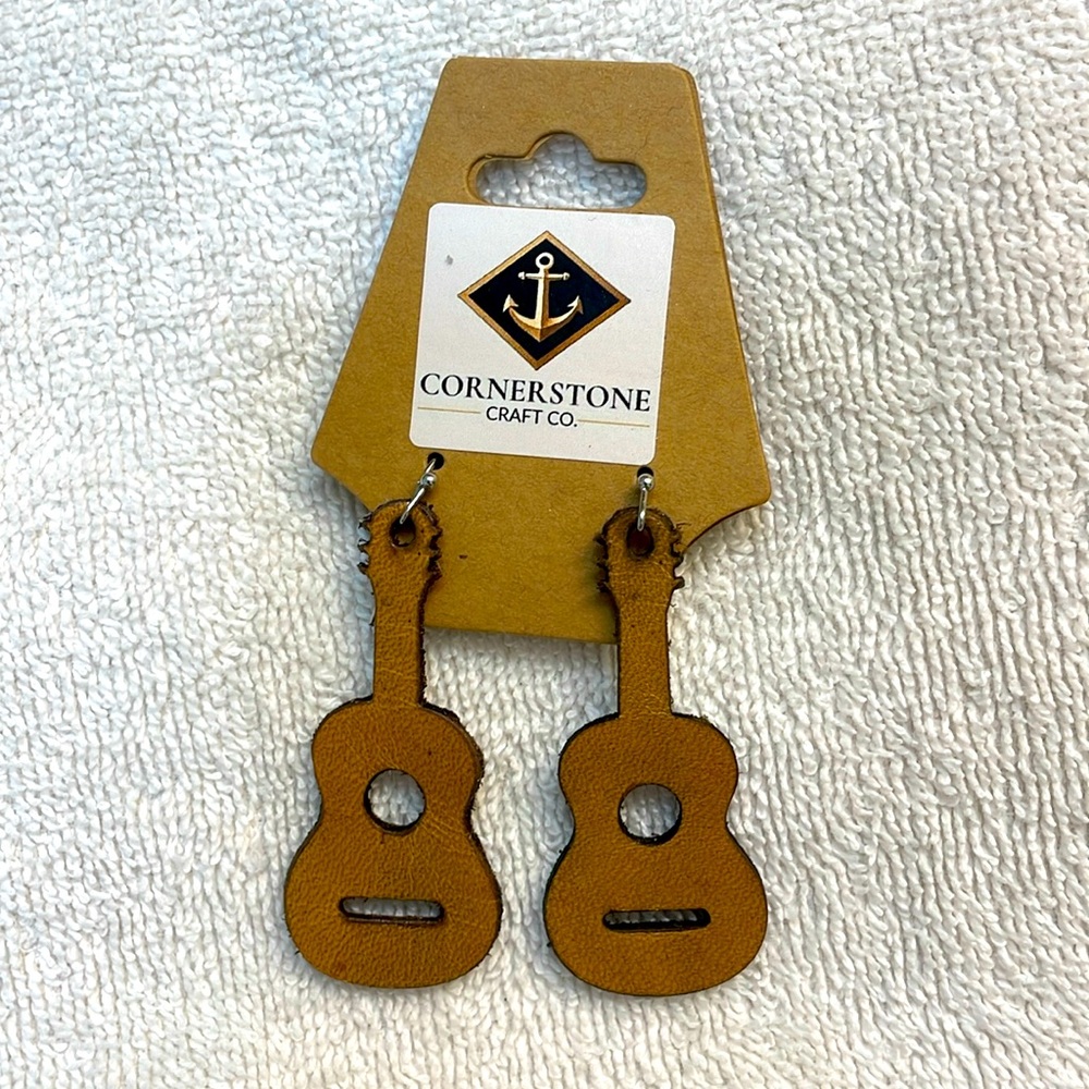 Guitar Earrings Brown New Y2K Music Grunge Rock Melodies Polyurethane Swanky